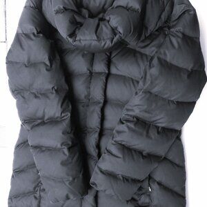 Women's Lands' End Quilted Jacket Removeable Hood Black Small 6-8 Front Pockets
